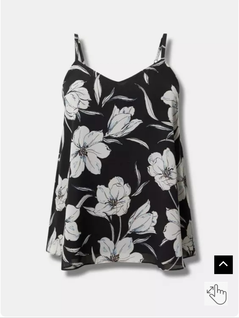 Torrid Black Floral Sophie Cami with Cream Blooms - Picture 4 of 7